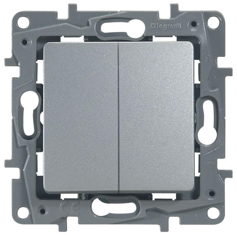 Переключатель 2-кл. СП Etika Plus 10А IP20 250В 10AX безвинтов. зажимы механизм алюм. IEK 672412