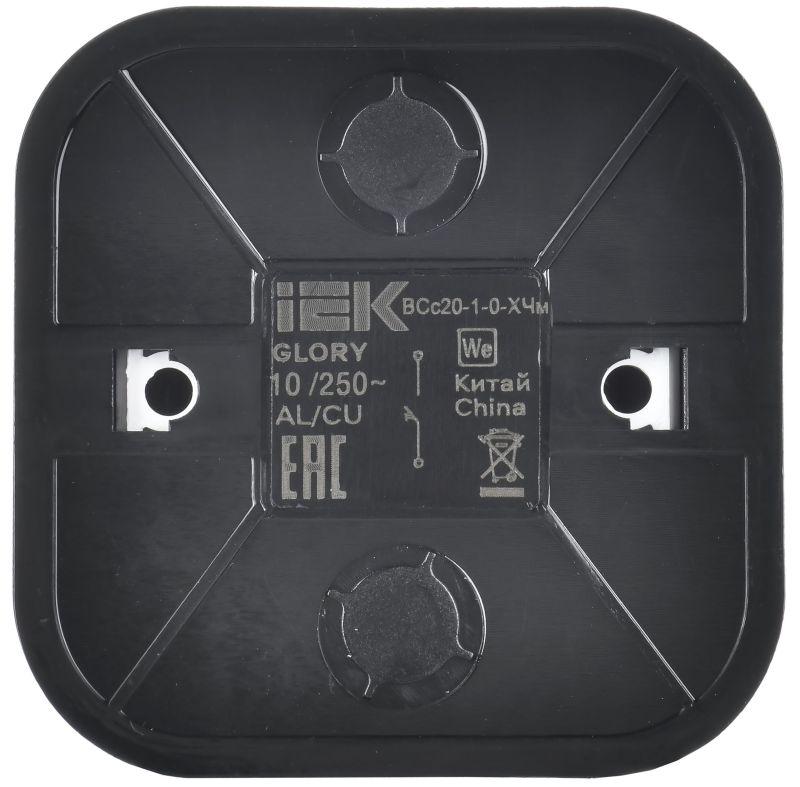 Выключатель 1-кл. ОП GLORY ВСс20-1-0-ХЧм 10А самовозврат. черн. матов. IEK EVH14-K02M-10