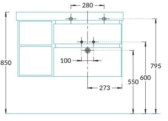 Тумба CUBO правая подвесная с ящиками 90, лимо матовая- структ.орех
