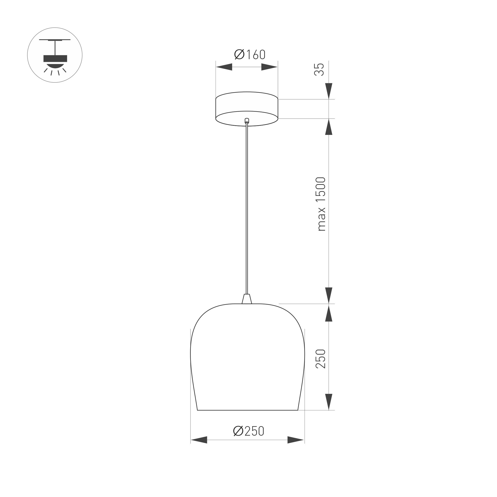 Светильник SP-PEONY-HANG-R250-15W Warm3000 (BK, 65 deg, 230V) (IP20 металл, 3 года)