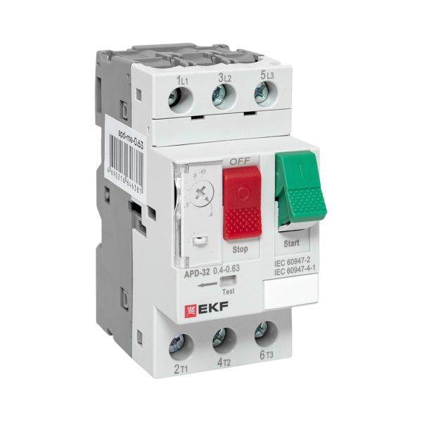 Выключатель автоматический для защиты двигателя АПД-32 0.4-0.63А EKF apd-me-0.63