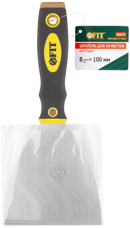 Шпатель для удаления ржавчины профи толщ. лезвия 1мм двухкомп. ручка сметал. бойком 4дюйм (100мм) FIT 06674