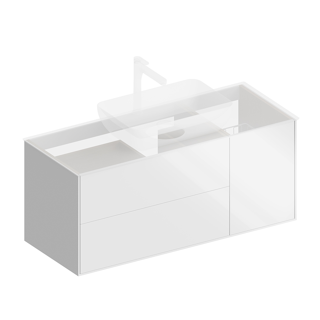 Тумба PLAZA Modern подвесная 120, 3 ящика, белая глянцевая