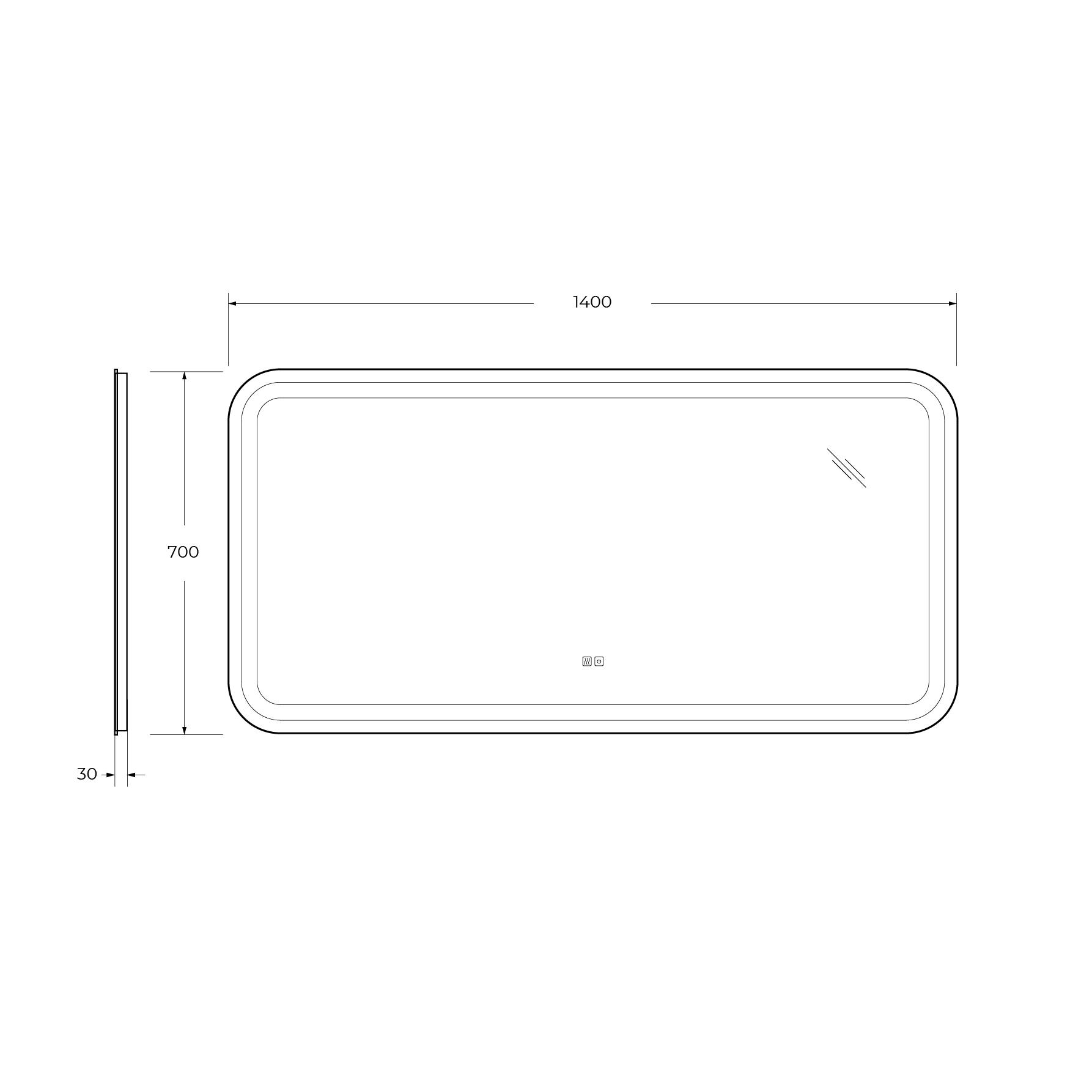 Зеркало Cezares CZR-SPC-STYLUS-1400-700-TCH-WARM