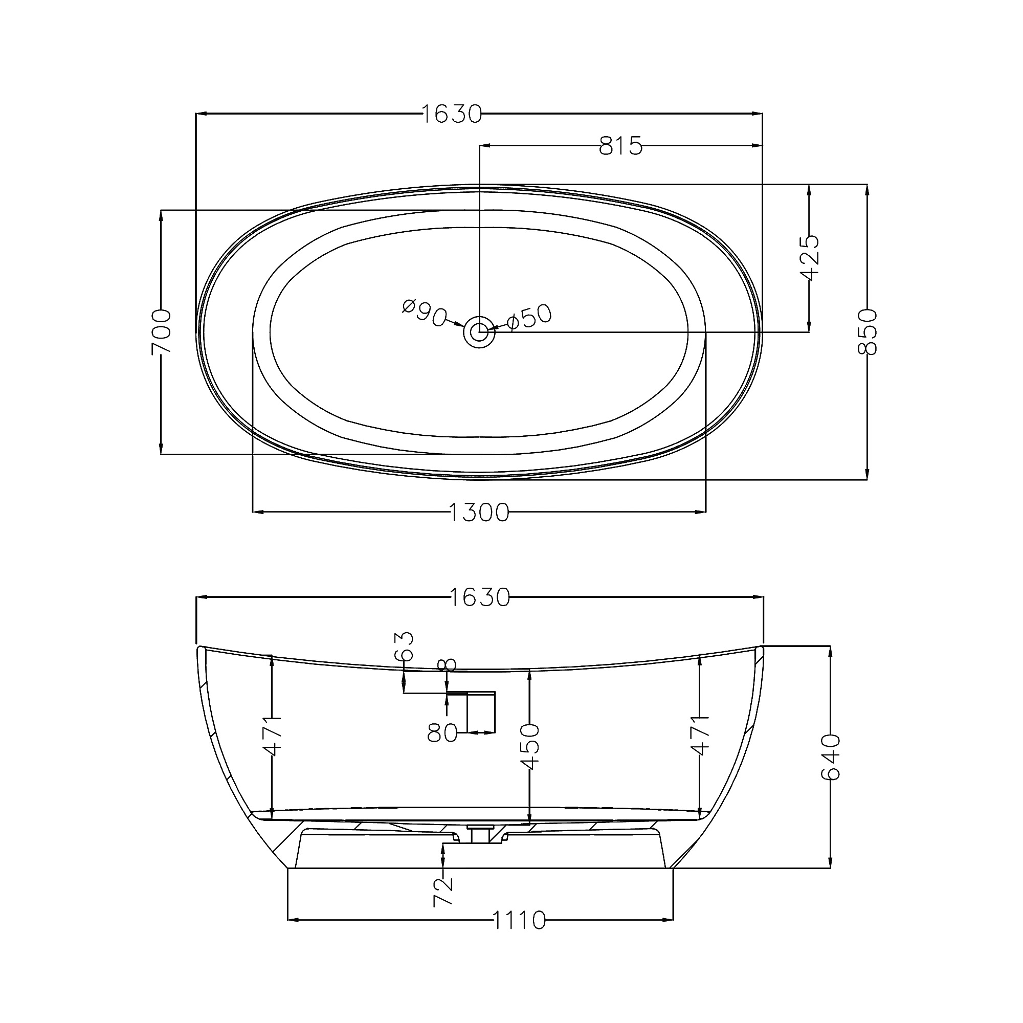 Акриловая ванна ABBER AB9237 белая