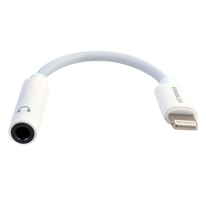 Адаптер звуковой с чипом 3.5мм-Lightning 12см Белый Блистер ELX-SA01-C01 Ergolux 15288
