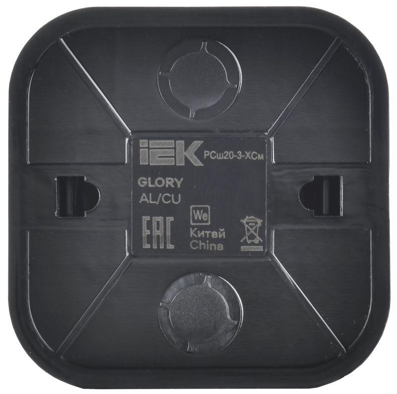 Розетка ОП GLORY РСш20-3-ХСм 16А с заземл. защ. шторки сталь матов. IEK ERH14-K46M-16