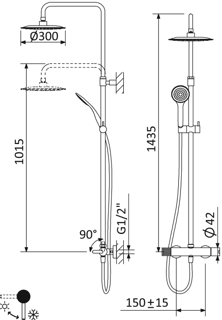 Душевая стойка CEZARES LEAF-CDA-30-L-SR