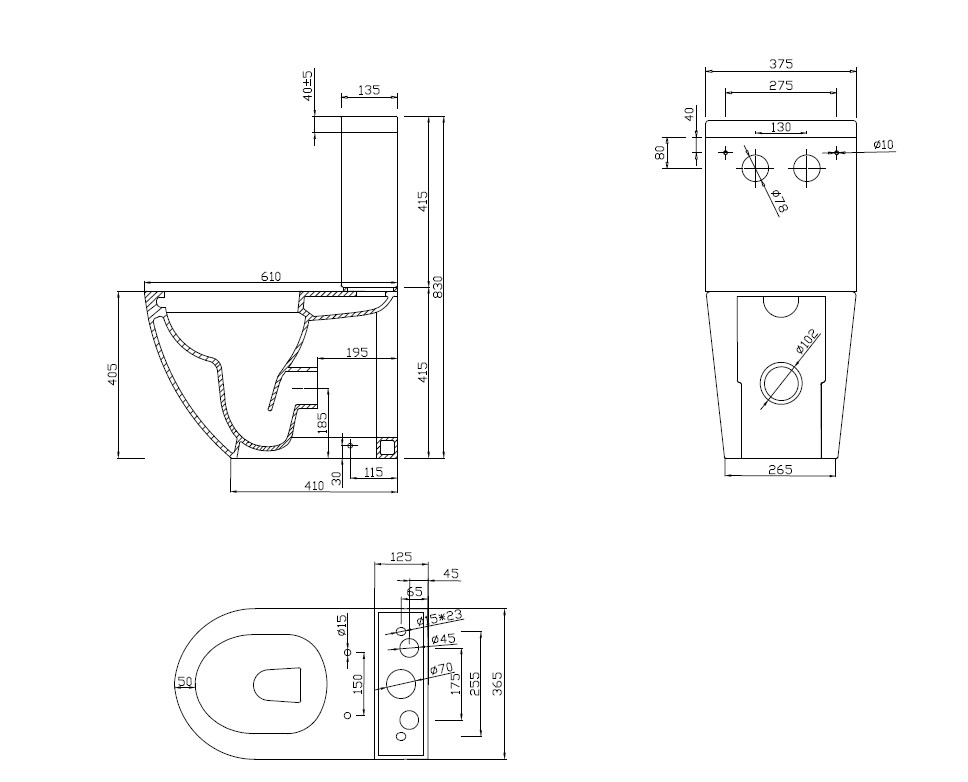 Унитаз-компакт безободковый CEZARES STYLUS CZR-152-CPR/CZR-GN-SC