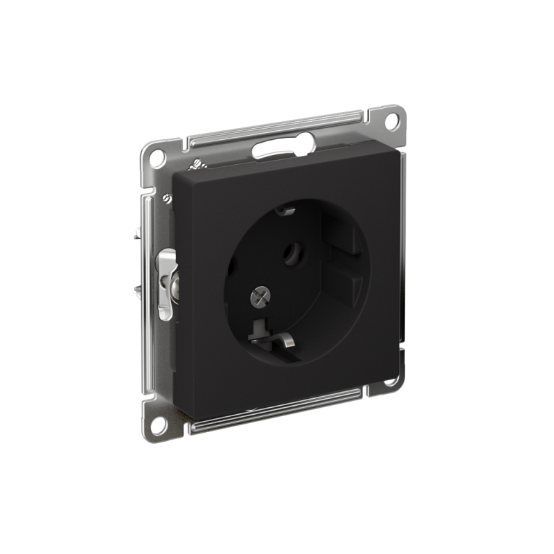 Розетка 1-м СП AtlasDesign 16А IP20 с заземл. механизм карбон SE ATN001043