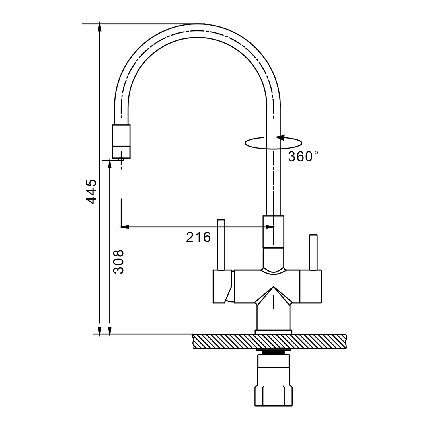 Смеситель для кухни с подключением фильтра Splenka S70.64.06, черный