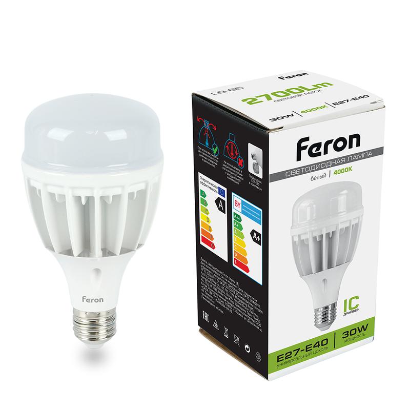 Лампа светодиодная 30Вт 230В E27-Е40 4000К T80 LB-65 FERON 25818