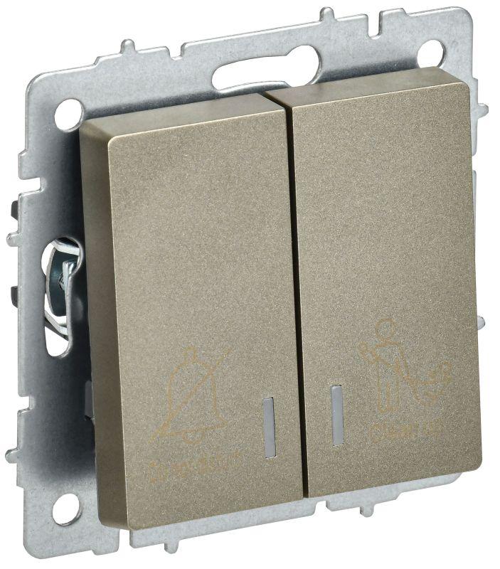 Выключатель 2-кл. BRITE 10А ВС10-2-9-БрШ для отелей с индик. механизм шампань IEK BR-V20-2-10-K37