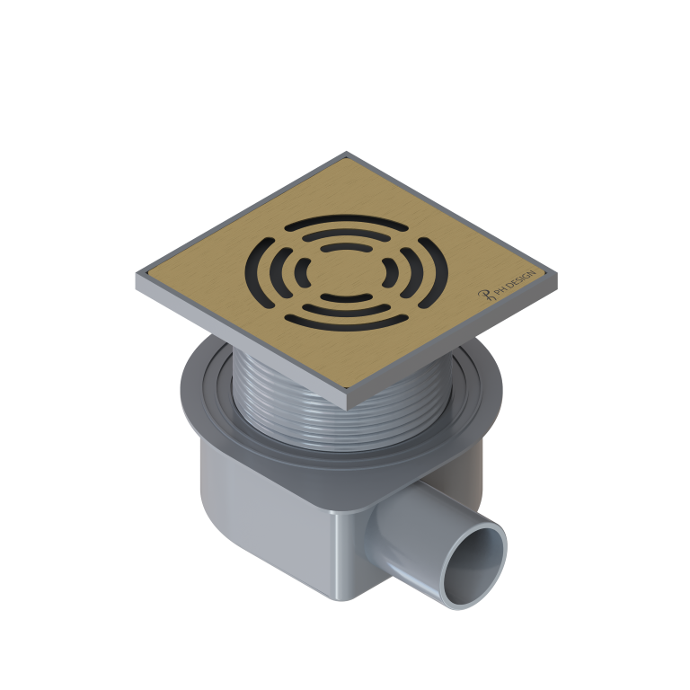 Душевой трап SMART DESIGN 10x10 cm, нерж.сталь МАТ. ЗОЛОТО