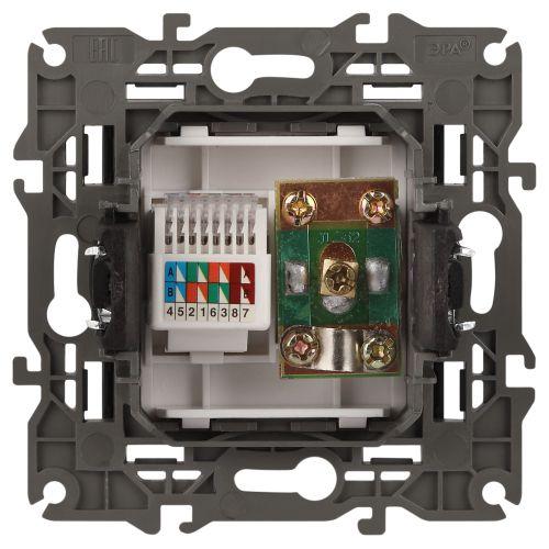 Розетка компьютерная + телевизионная 2-м Elegance 14-3110-05 RJ45 + TV IP20 механизм антрацит Эра Б0034318