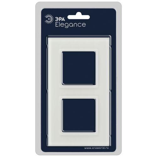 Рамка 2-м Elegance 14-5102-01М для розеток и выключателей стекло матов. бел. Эра Б0065834