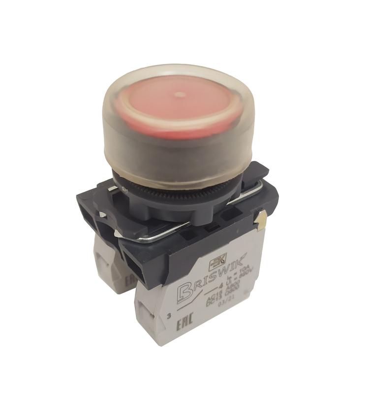 Выключатель кнопочный КМЕ-4201м УХЛ2 0НО+1НЗ 10А IP65 толкатель цилиндрический наружный протектор d посадочного отверст. 22мм красн. ЭЛЬКОМ A8012-T82386303