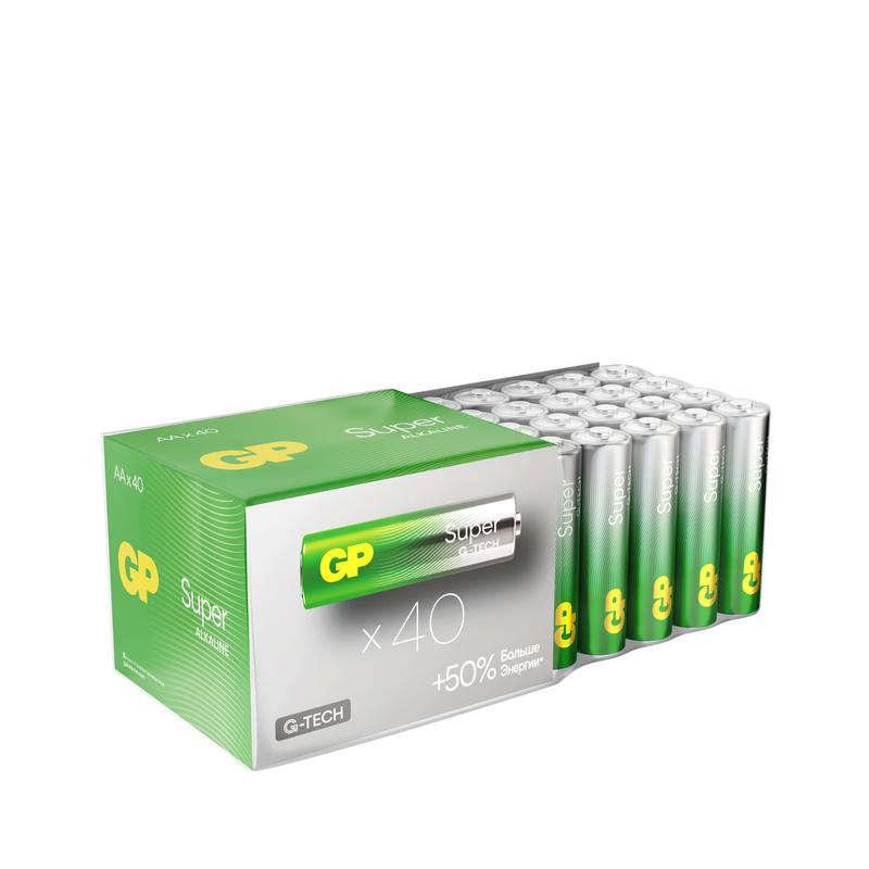 Элемент питания алкалиновый AA/LR6 1.5В Super Alkaline (уп.40шт) GP 1207