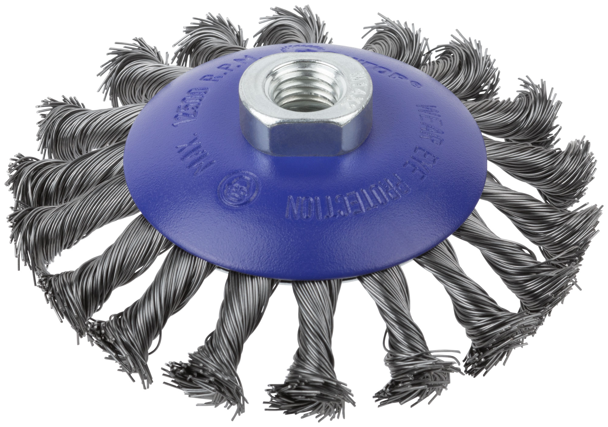 Щетка для УШМ, М14, тип "Тарелка", крученая проволока 0,5 мм, 115 мм, блистер, CUTOP Profi