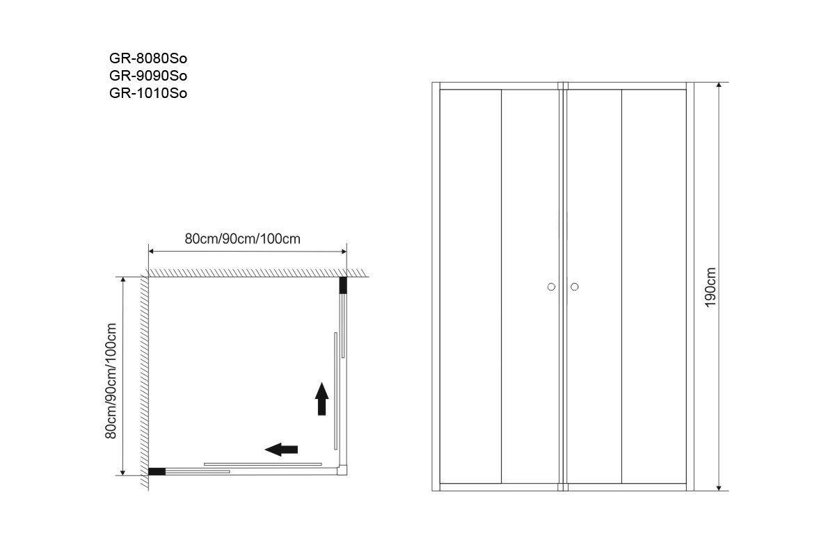 Душевое ограждение GR-8080 Solis (80*80*190)