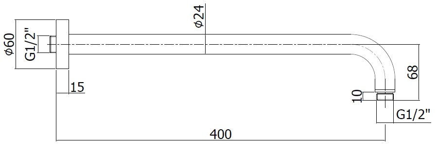 Настенное крепление верх. Душа LUSSO 400мм, Сталь
