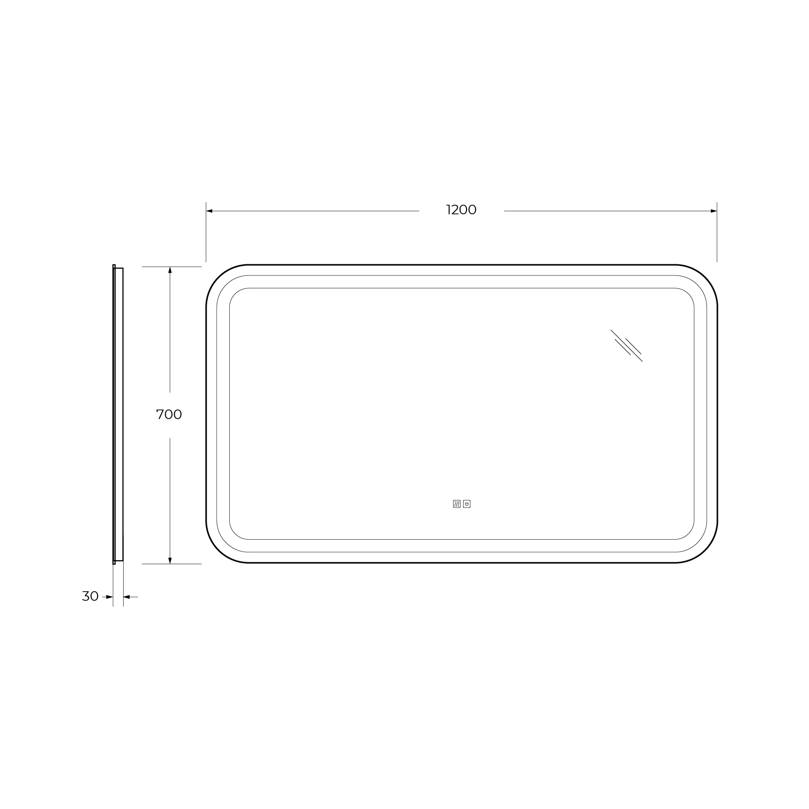 Зеркало Cezares CZR-SPC-STYLUS-1200-700-TCH-WARM