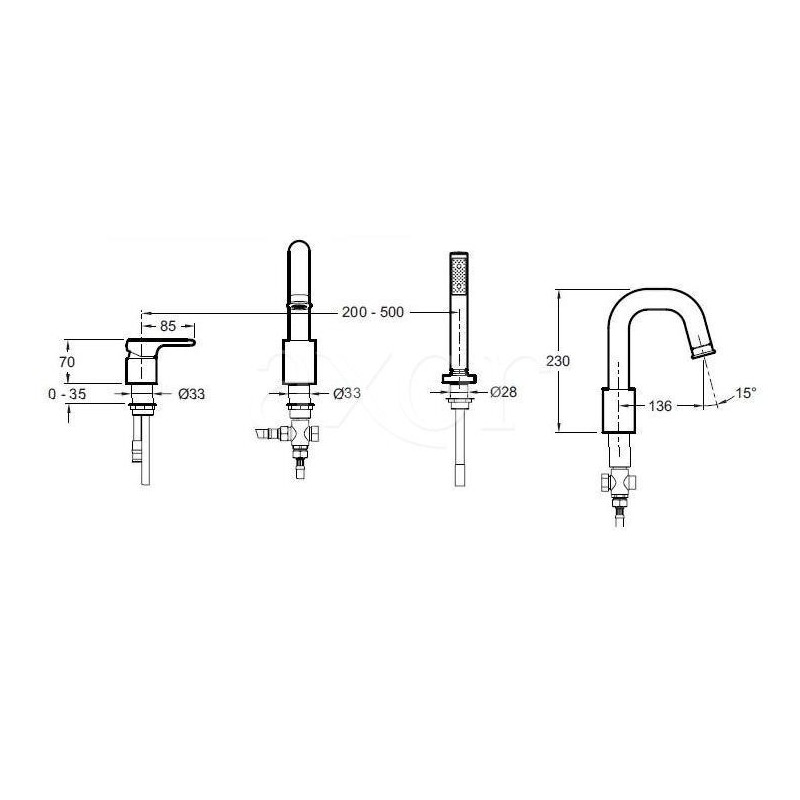 Смеситель Jacob Delafon Singulier E10873-CP на борт ванны
