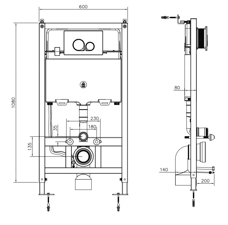 Система инсталляции ARROW для унитаза AKB1051H Arrow Smart, с кнопкой, цвет серый