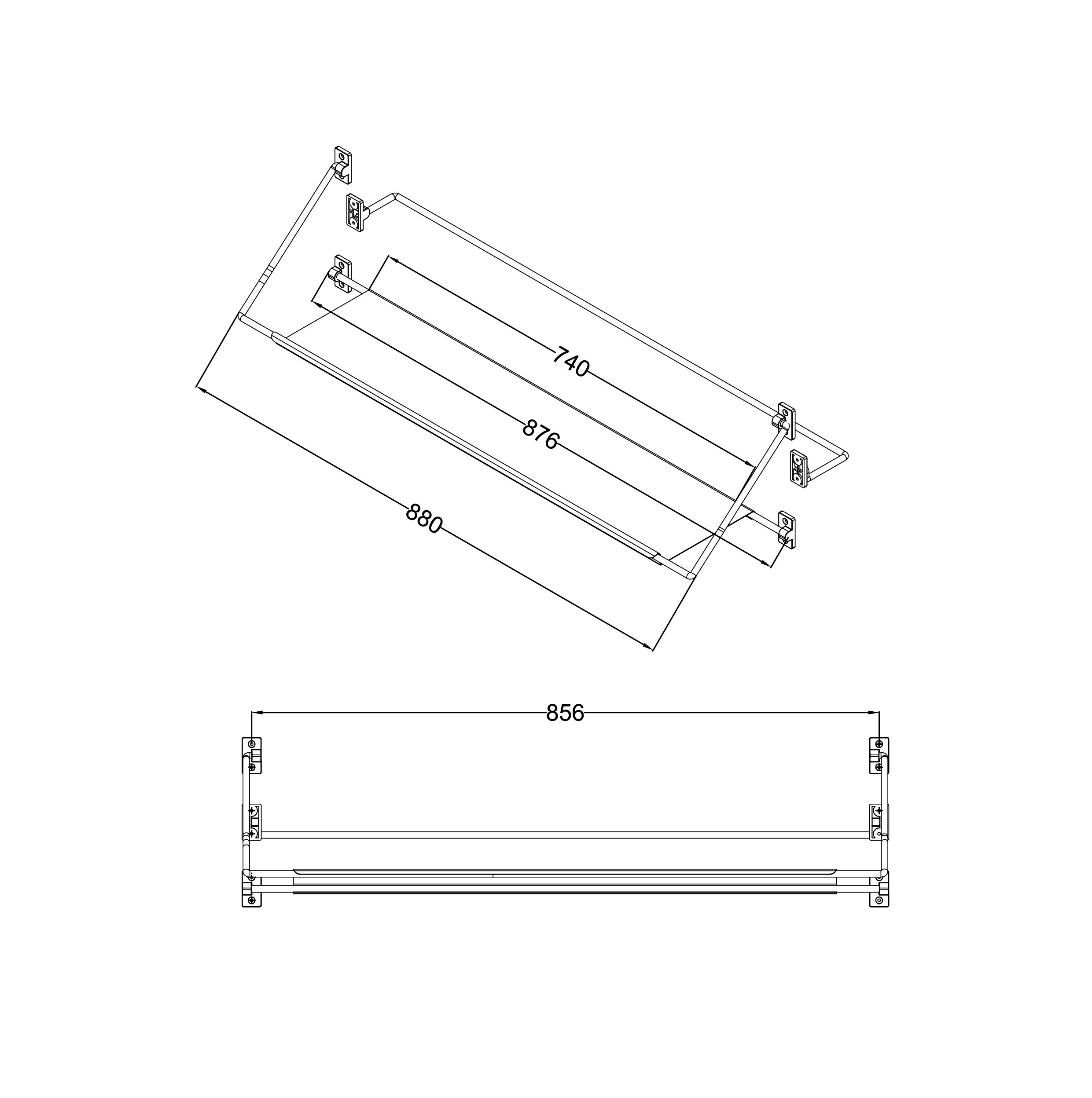 Полка-вешалка NG9020B (90 см), черный матовый