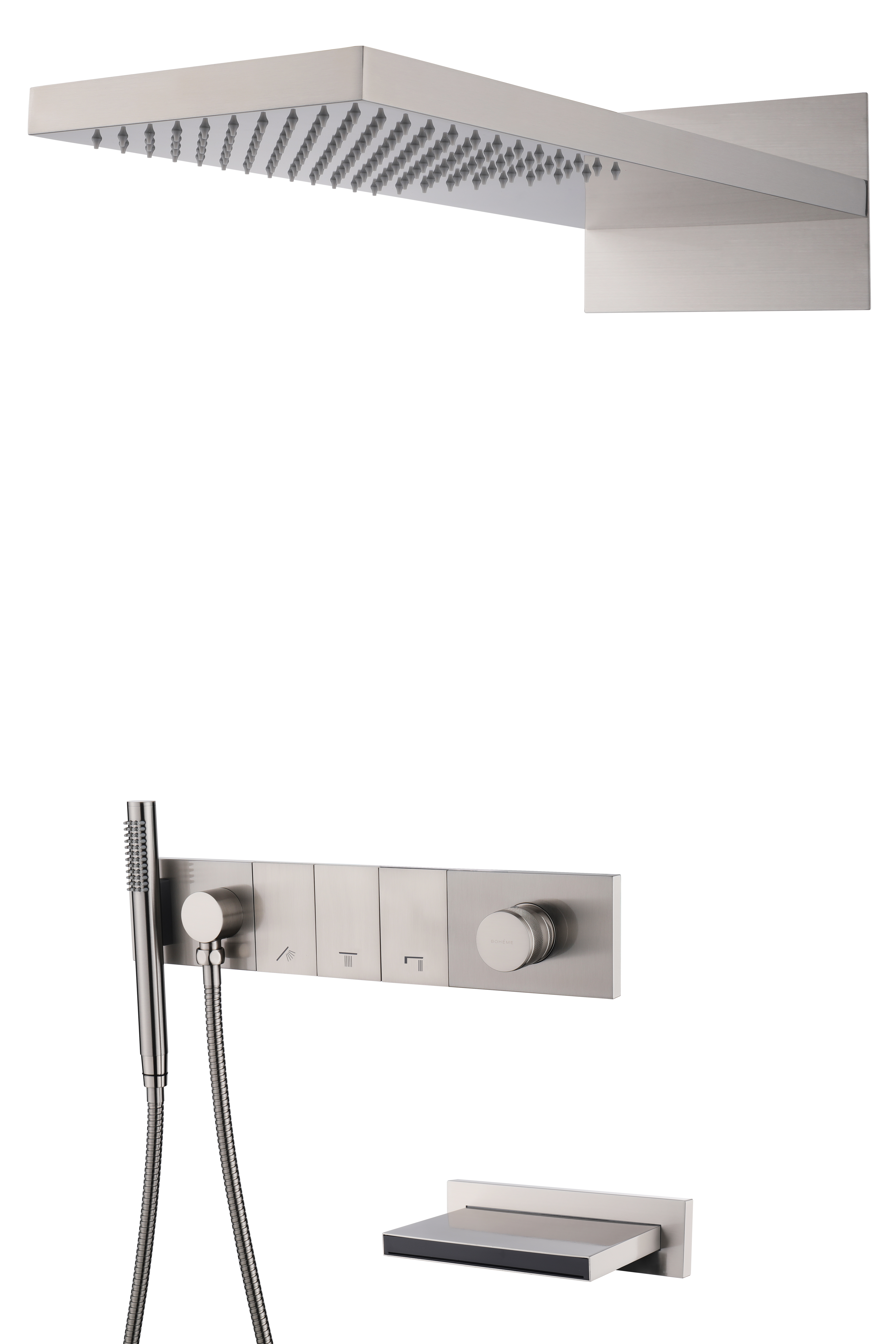 Встроенная душевая система  ZODIAC с термостатом, трехпозиционная SHINE GUN METAL