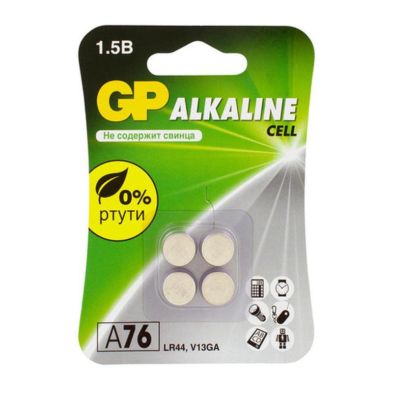 Элемент питания алкалиновый "таблетка" LR44/LR1154/AG13/G13 1.5В (блист.4шт) GP 12288