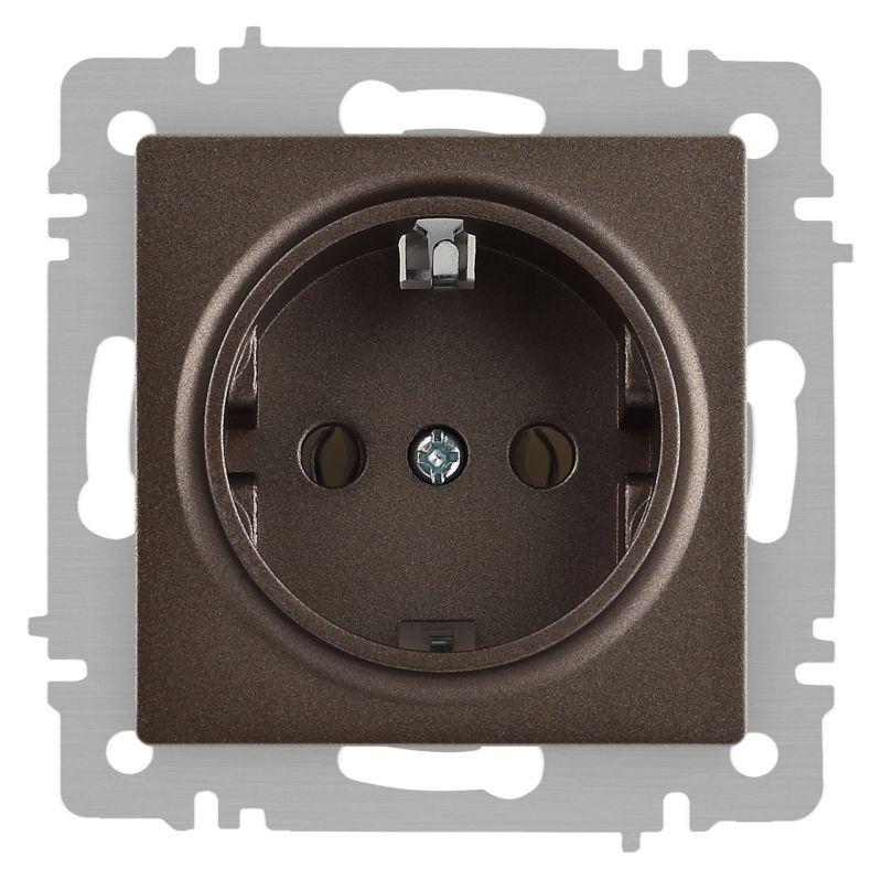 Розетка 1-м СП Accent 6-202-08 16А IP20 250В 2P+E Schuko бронза Intro Б0063699