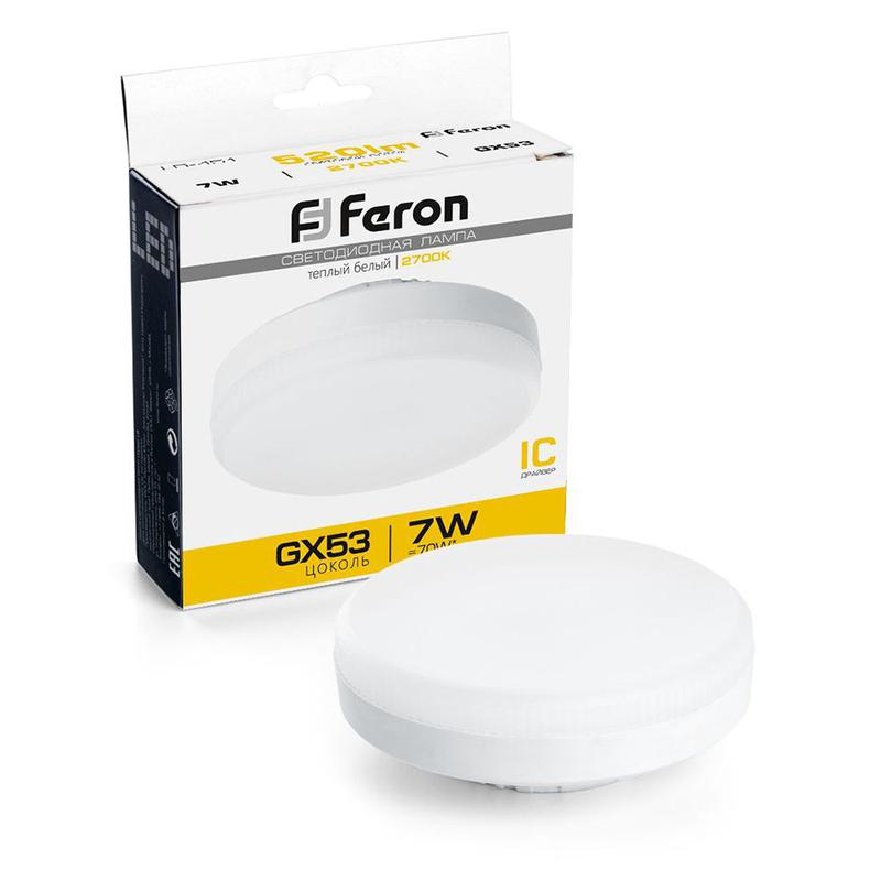 Лампа светодиодная 7Вт 230В GX53 2700К LB-451 FERON 25831