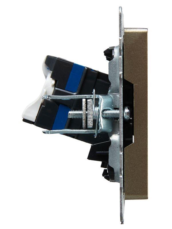 Розетка компьютерная СП RJ45 кат.6 BRITE РК11-БрШ механизм шампань IEK BR-K10-2-K37