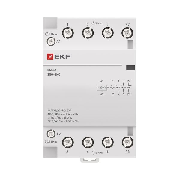 Контактор модульный КМ 63А 3NО+NC (3 мод.) EKF km-3-63-31