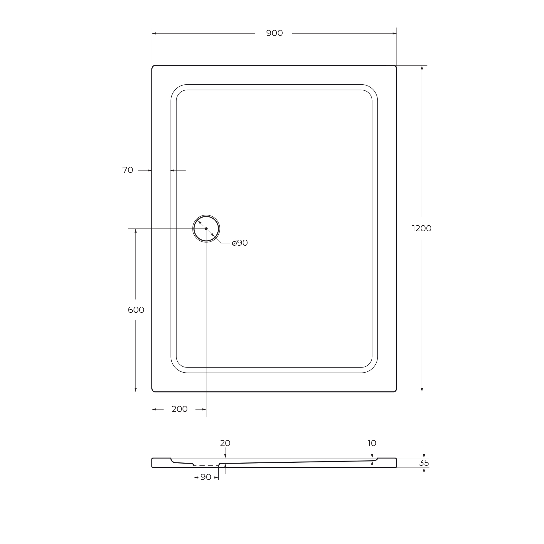 Поддон SMC CEZARES TRAY-M-AH-120/90-35-W