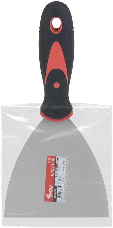 Шпатель 4дюйм (100мм) прорезиненная ручка нерж. сталь КУРС 06706