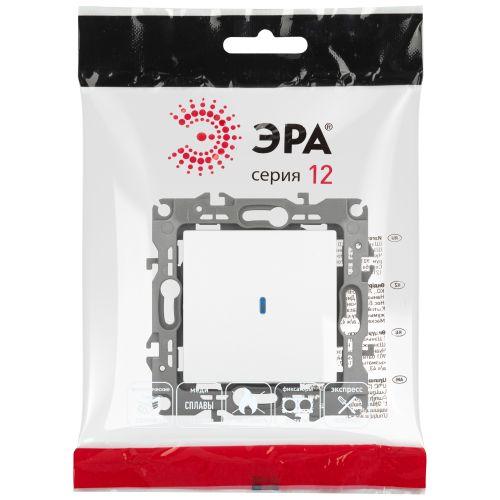 Выключатель 1-кл. Эра12 12-1102-01М 10А IP20 250В 10AX с подсветкой механизм бел. матов. Эра Б0065679