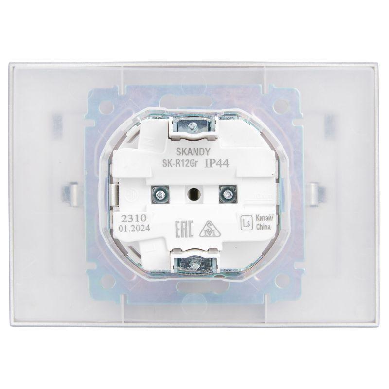 Розетка 2-м SKANDY 16А IP44 с крышкой в сборе SK-R12Gr сер. IEK SK-R26-16-44-K03-F