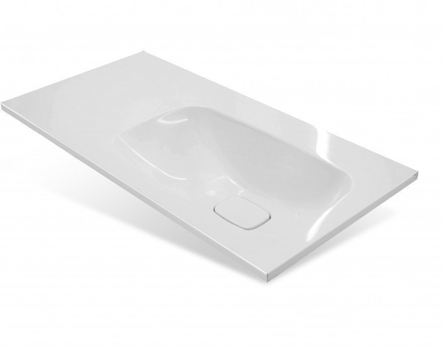 Тумба напольная "Барселона 90" правая (2 ящ.) с выкатной корзиной, Люкс белая, Plus