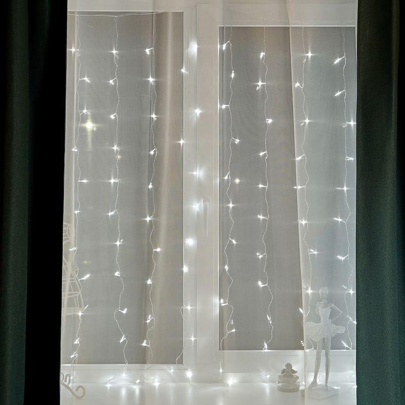 Гирлянда светодиодная "Светодиодный Дождь" 1.5х1.5м LED бел. свечение с динамикой провод прозр. 230В Neon-Night 235-015