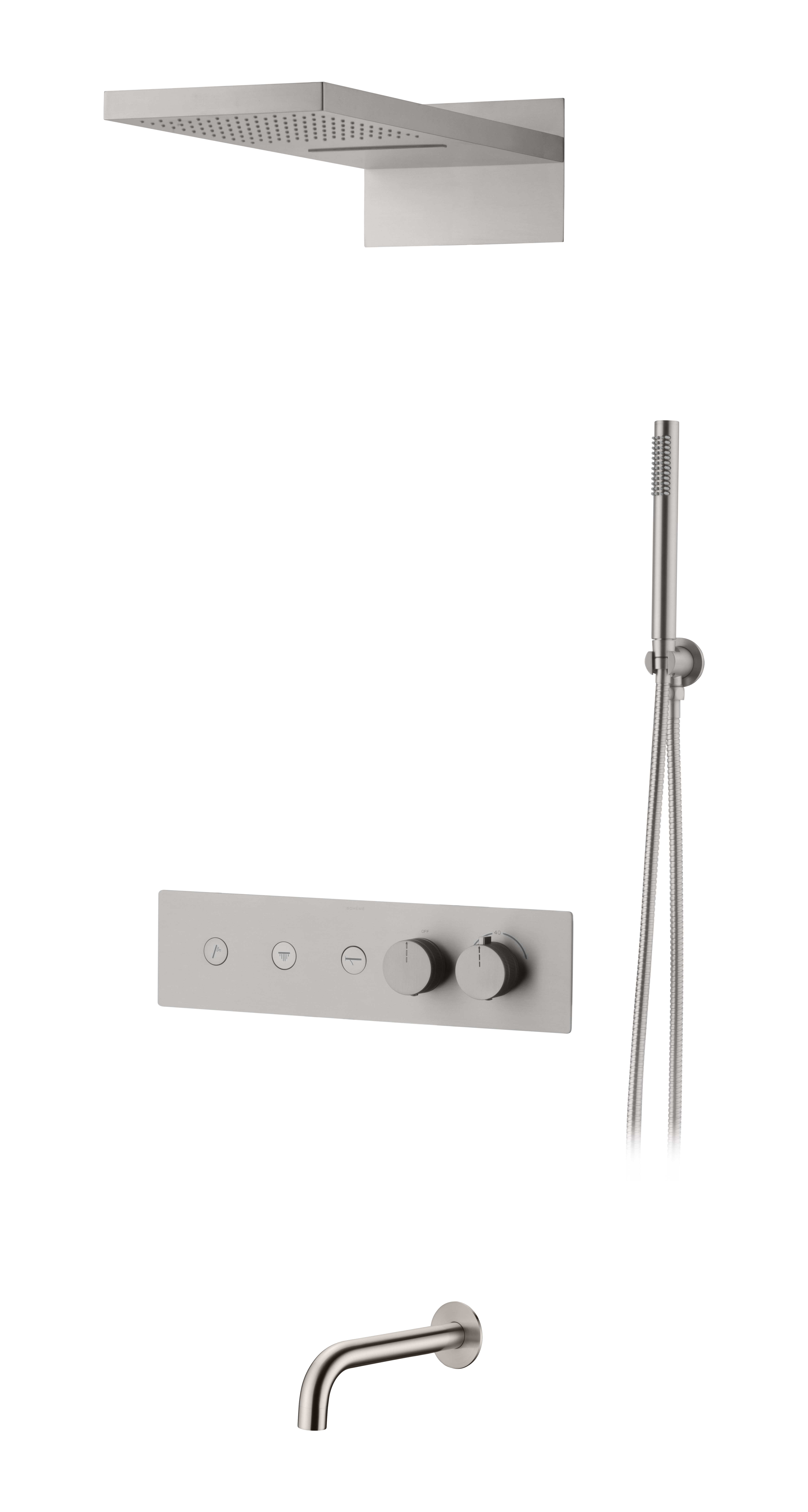 Встроенная душевая система FUSION с термостатом, трехпозиционная MATT GOLD