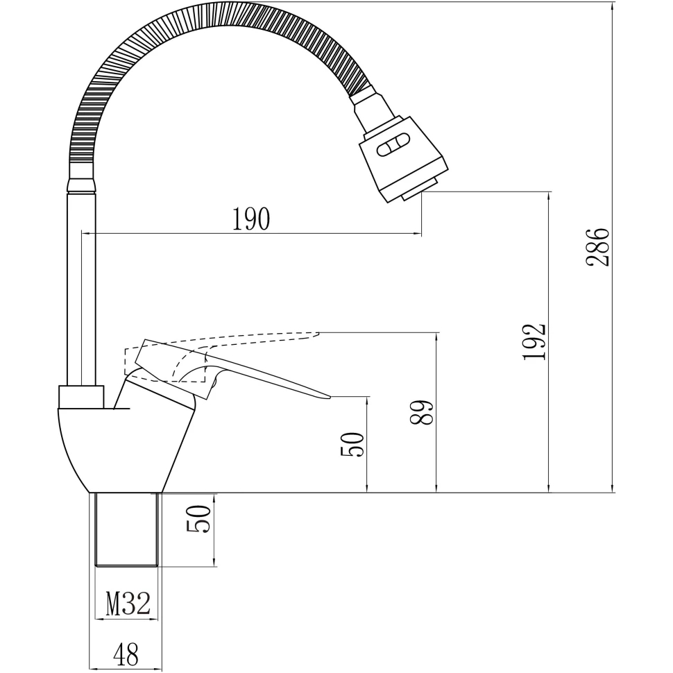 Смеситель для кухни с гибким изливом и режимом душ Savol S-T4304, хром