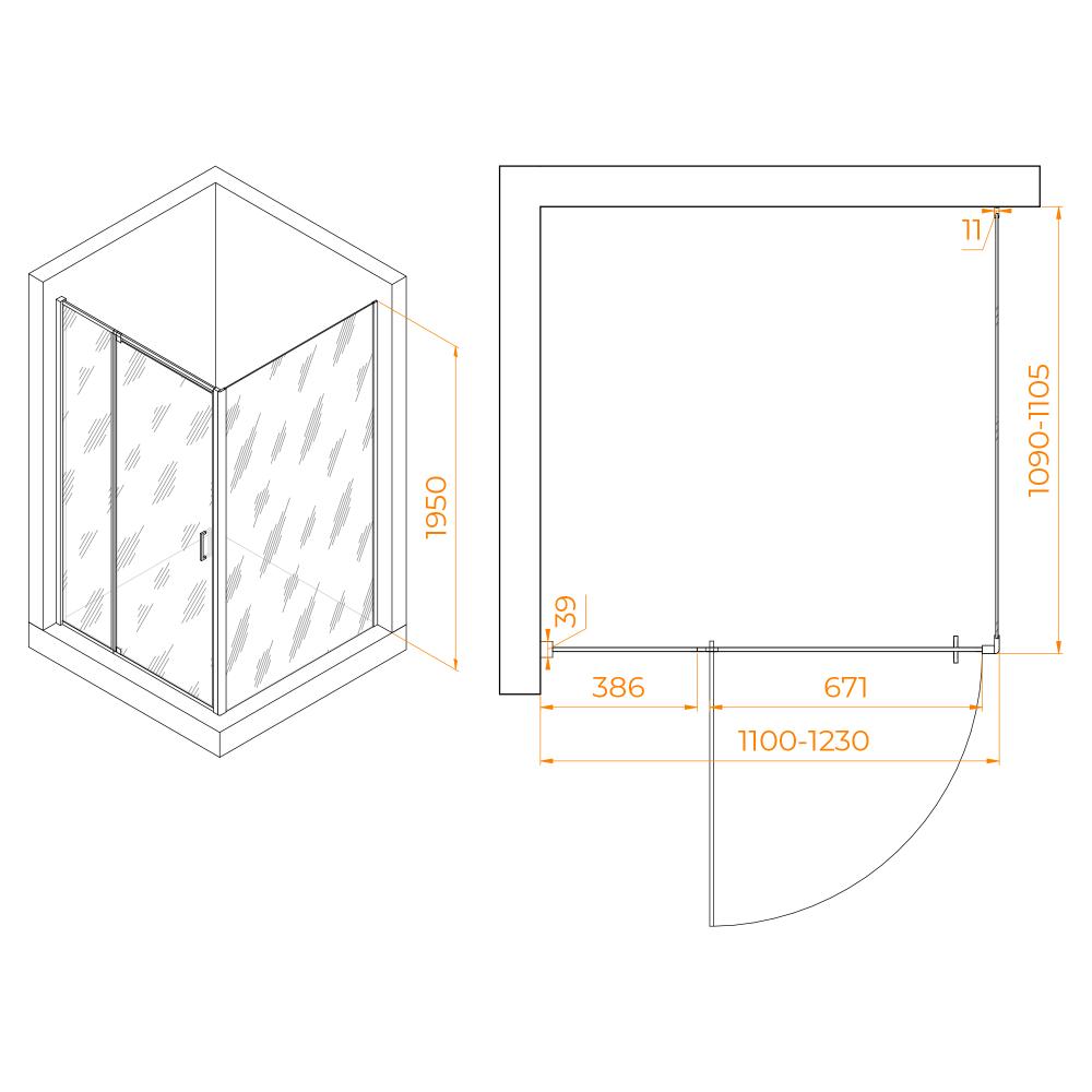 Душевой уголок RGW PA-078 (RGW PA-008 + Z-050-2), 350807812-11