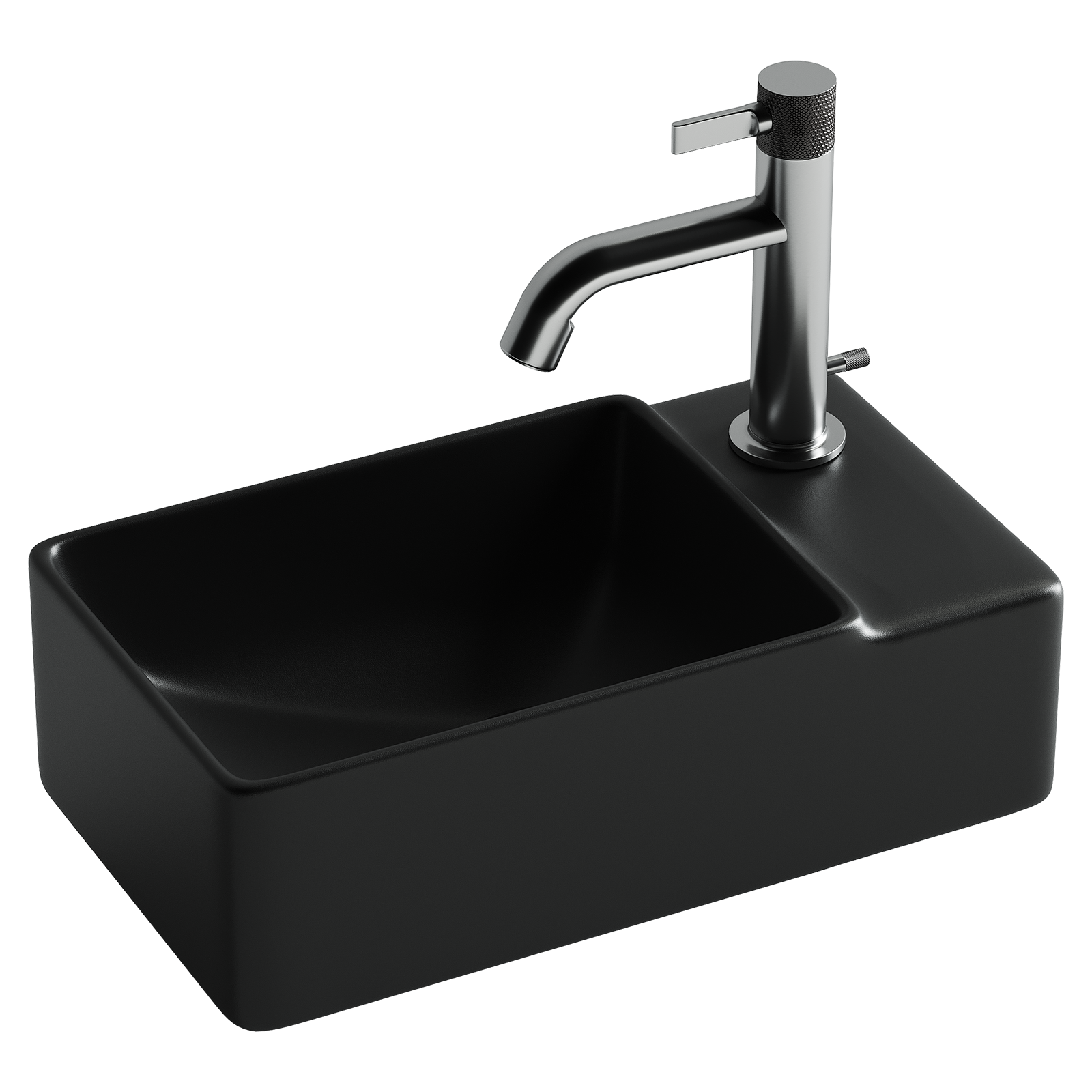 Умывальник подвесной прямоугольный (чаша слева, отверстие под смеситель справа) цвет черный матовый Element 395*220*125мм, CN5045MB