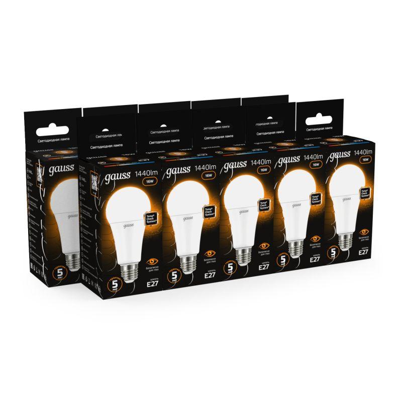 Лампа светодиодная Black 16Вт A60 грушевидная 3000К тепл. бел. E27 1440лм GAUSS 102502116