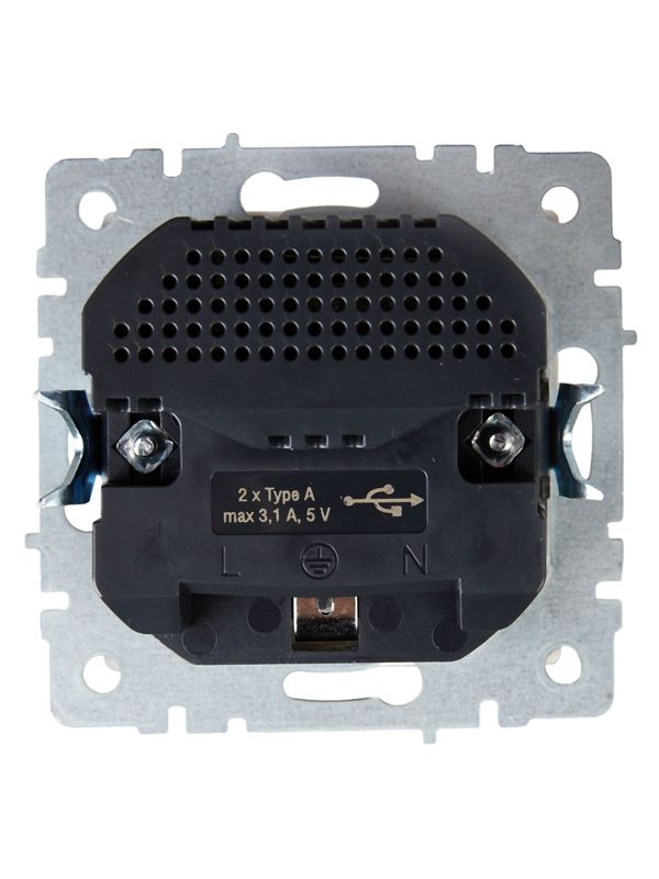 Розетка BRITE РЮш10-2-БрБ 16А с USB A+A 3.1А с заземл. защ. шторки механизм бел. IEK BR-R14-16-U21-D31-K01