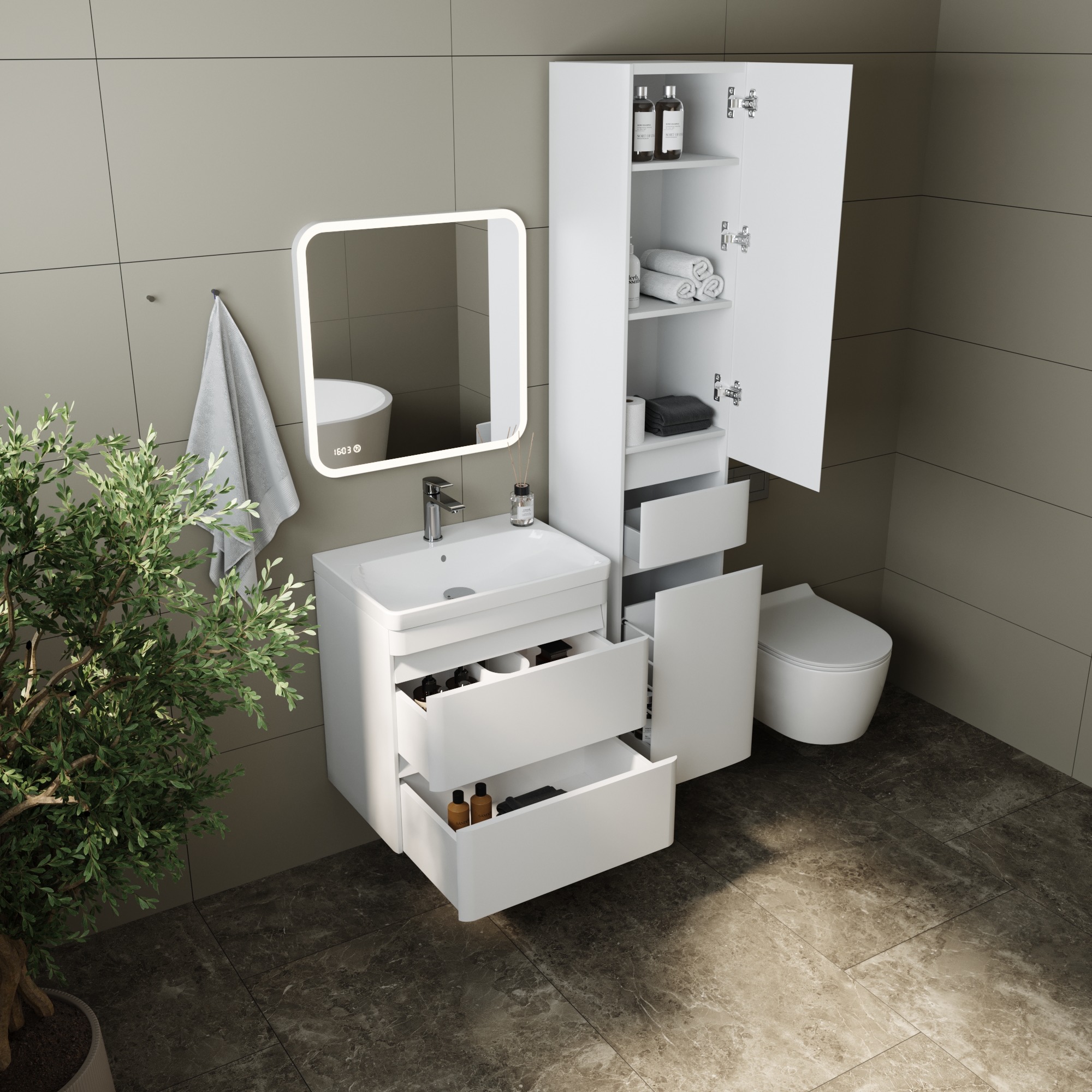 Тумба подвесная "Атлантика 60", Люкс антискрейч, PLUS