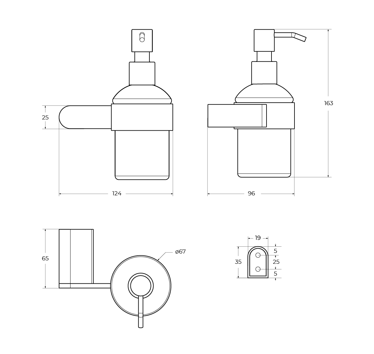 Диспенсер для мыла подвесной CEZARES STYLUS-SOIS-V-IN