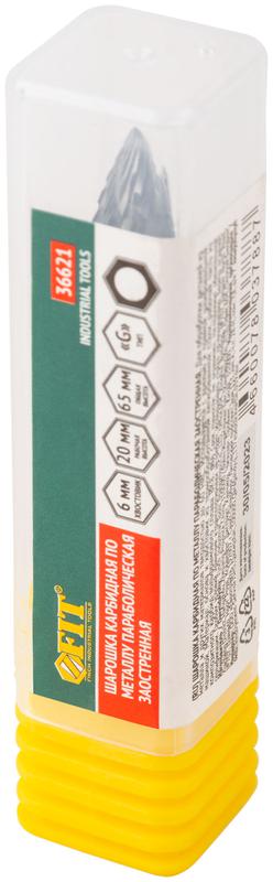 Шарошка карбидная штифт 6мм тип "G" параболическая заостренная 10х20х65мм FIT 36621